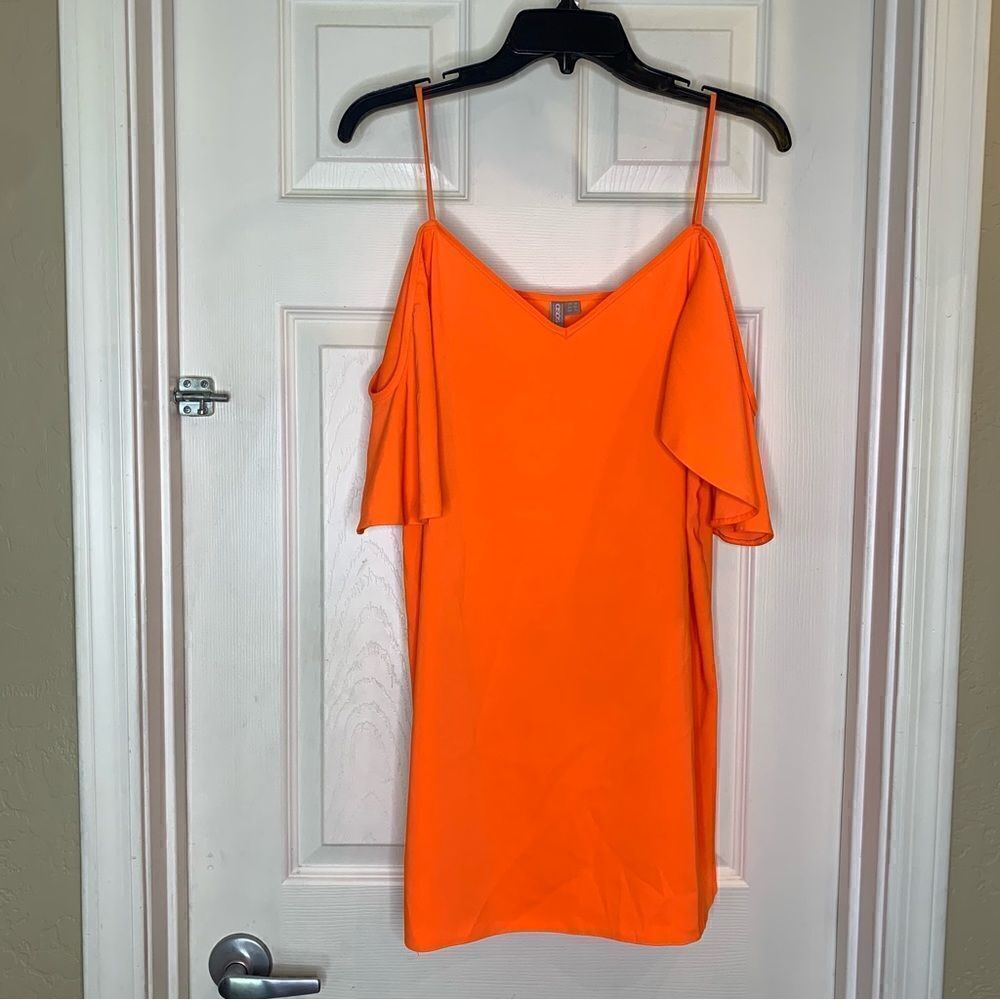 ASOS Cold Shoulder Slip Dress Size 6 Orange